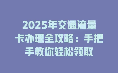 2025年交通流量卡办理全攻略：手把手教你轻松领取