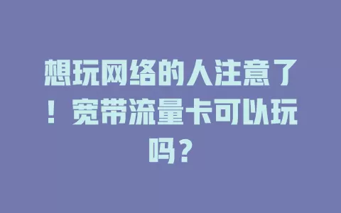 想玩网络的人注意了！宽带流量卡可以玩吗？