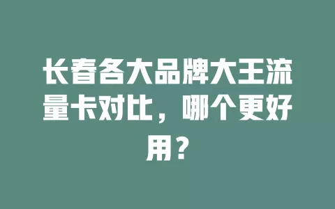 长春各大品牌大王流量卡对比，哪个更好用？