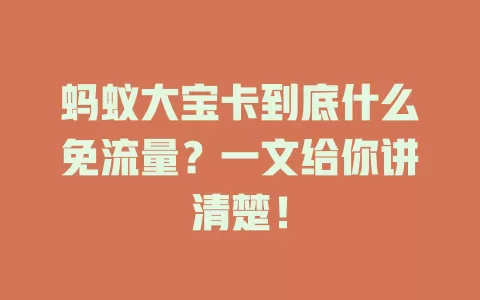 蚂蚁大宝卡到底什么免流量？一文给你讲清楚！