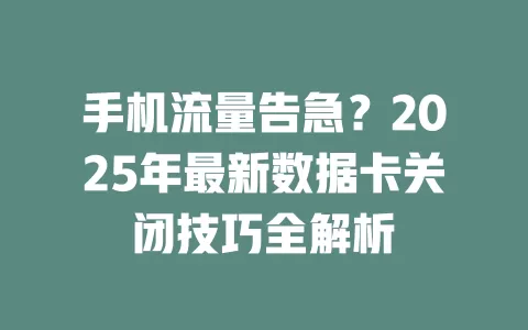 手机流量告急？2025年最新数据卡关闭技巧全解析