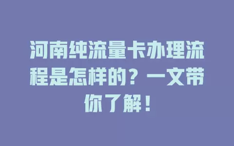河南纯流量卡办理流程是怎样的？一文带你了解！