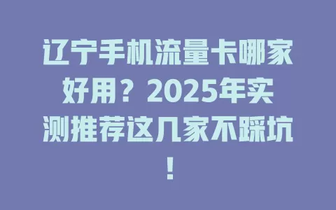 辽宁手机流量卡哪家好用？2025年实测推荐这几家不踩坑！