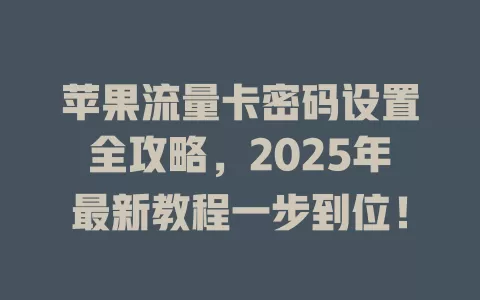 苹果流量卡密码设置全攻略，2025年最新教程一步到位！