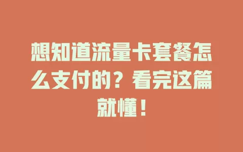 想知道流量卡套餐怎么支付的？看完这篇就懂！