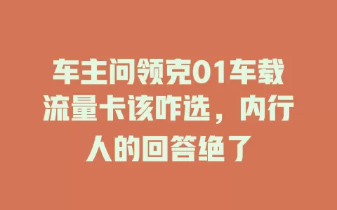 车主问领克01车载流量卡该咋选，内行人的回答绝了