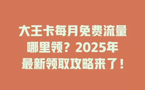 大王卡每月免费流量哪里领？2025年最新领取攻略来了！