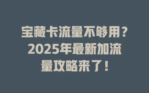 宝藏卡流量不够用？2025年最新加流量攻略来了！