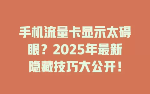 手机流量卡显示太碍眼？2025年最新隐藏技巧大公开！