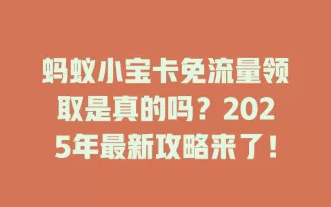 蚂蚁小宝卡免流量领取是真的吗？2025年最新攻略来了！