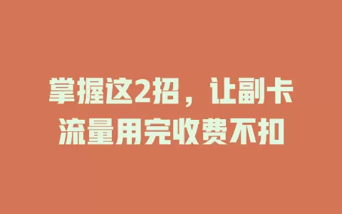 掌握这2招，让副卡流量用完收费不扣