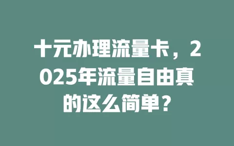 十元办理流量卡，2025年流量自由真的这么简单？