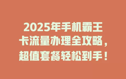 2025年手机霸王卡流量办理全攻略，超值套餐轻松到手！