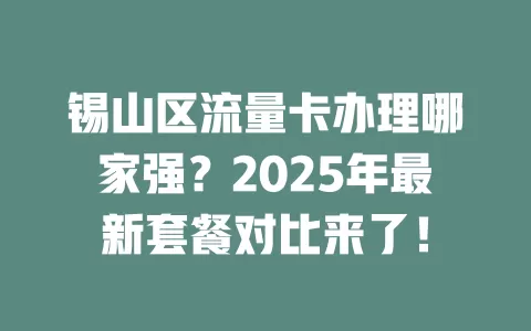 锡山区流量卡办理哪家强？2025年最新套餐对比来了！