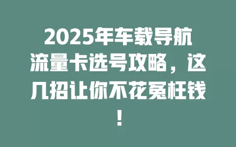 2025年车载导航流量卡选号攻略，这几招让你不花冤枉钱！