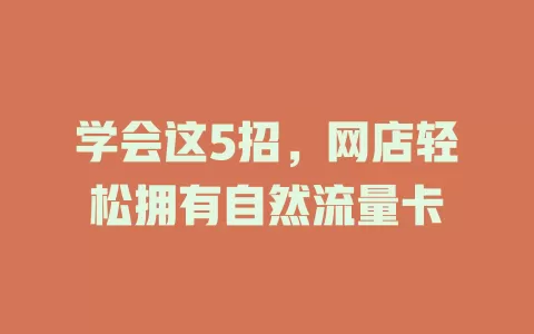 学会这5招，网店轻松拥有自然流量卡