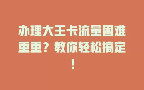 办理大王卡流量困难重重？教你轻松搞定！