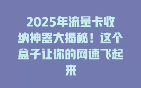 2025年流量卡收纳神器大揭秘！这个盒子让你的网速飞起来