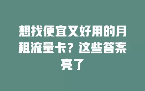 想找便宜又好用的月租流量卡？这些答案亮了