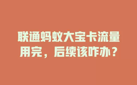 联通蚂蚁大宝卡流量用完，后续该咋办？