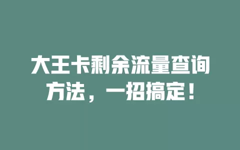 大王卡剩余流量查询方法，一招搞定！