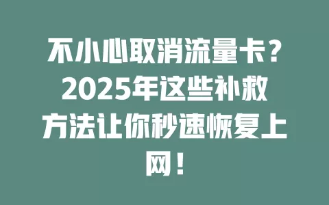 不小心取消流量卡？2025年这些补救方法让你秒速恢复上网！