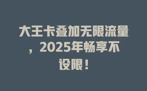 大王卡叠加无限流量，2025年畅享不设限！