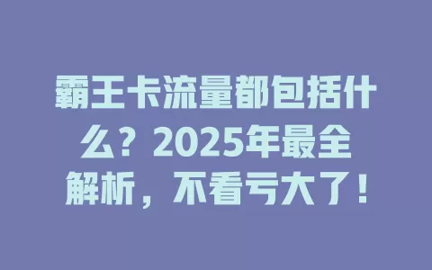 霸王卡流量都包括什么？2025年最全解析，不看亏大了！