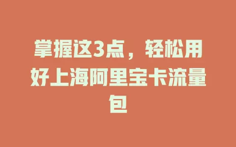 掌握这3点，轻松用好上海阿里宝卡流量包