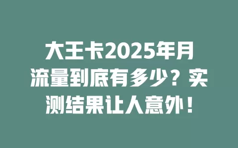 大王卡2025年月流量到底有多少？实测结果让人意外！