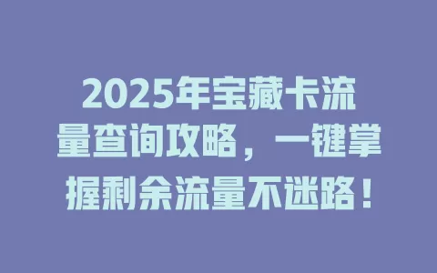 2025年宝藏卡流量查询攻略，一键掌握剩余流量不迷路！