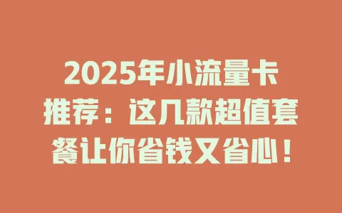 2025年小流量卡推荐：这几款超值套餐让你省钱又省心！