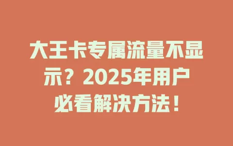 大王卡专属流量不显示？2025年用户必看解决方法！