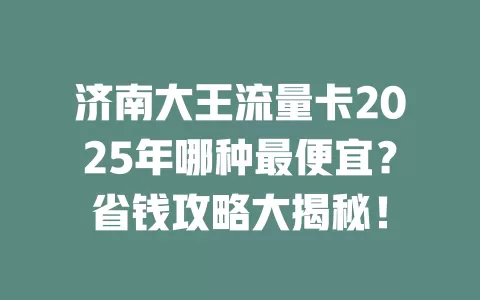济南大王流量卡2025年哪种最便宜？省钱攻略大揭秘！
