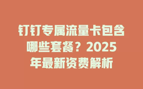 钉钉专属流量卡包含哪些套餐？2025年最新资费解析