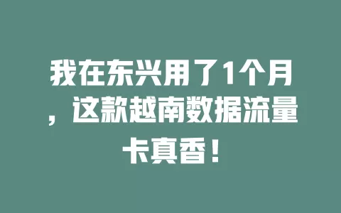 我在东兴用了1个月，这款越南数据流量卡真香！