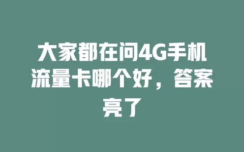 大家都在问4G手机流量卡哪个好，答案亮了