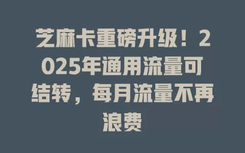 芝麻卡重磅升级！2025年通用流量可结转，每月流量不再浪费