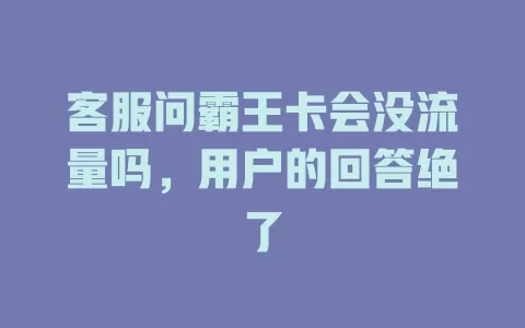 客服问霸王卡会没流量吗，用户的回答绝了