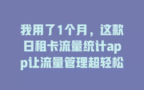 我用了1个月，这款日租卡流量统计app让流量管理超轻松