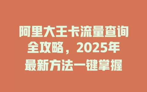 阿里大王卡流量查询全攻略，2025年最新方法一键掌握