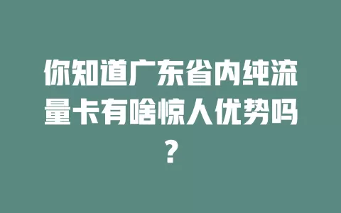 你知道广东省内纯流量卡有啥惊人优势吗？