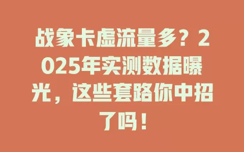 战象卡虚流量多？2025年实测数据曝光，这些套路你中招了吗！