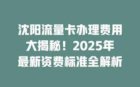 沈阳流量卡办理费用大揭秘！2025年最新资费标准全解析
