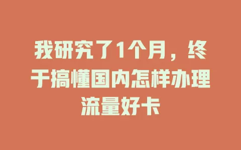 我研究了1个月，终于搞懂国内怎样办理流量好卡