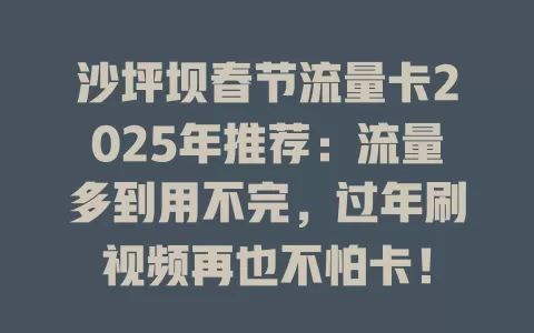 沙坪坝春节流量卡2025年推荐：流量多到用不完，过年刷视频再也不怕卡！
