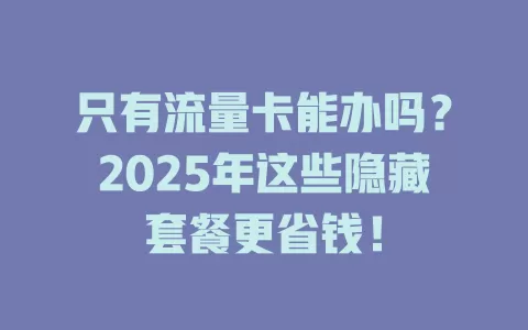 只有流量卡能办吗？2025年这些隐藏套餐更省钱！