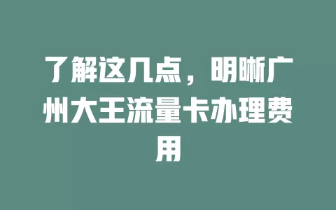 了解这几点，明晰广州大王流量卡办理费用