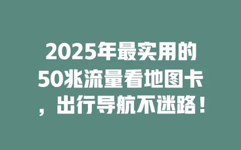 2025年最实用的50兆流量看地图卡，出行导航不迷路！