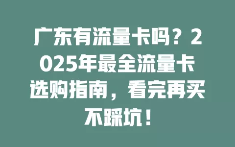 广东有流量卡吗？2025年最全流量卡选购指南，看完再买不踩坑！